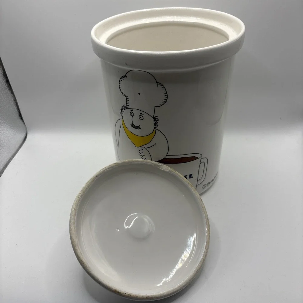 Vtg Barney Saltzberg Chefs Cartoon 1983 Ceramic Coffee‎ Canister Cookie Jar READ